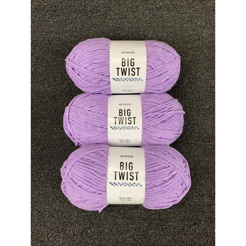 Lot Of 3 Big Twist Posh Ube Milk Tea Yarn Polyester Bulky Weight#5 7.05oz/223yds